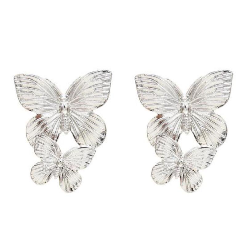 Women's Double Layers Butterfly Long Tassels Rhinestone Hook Linear Earrings