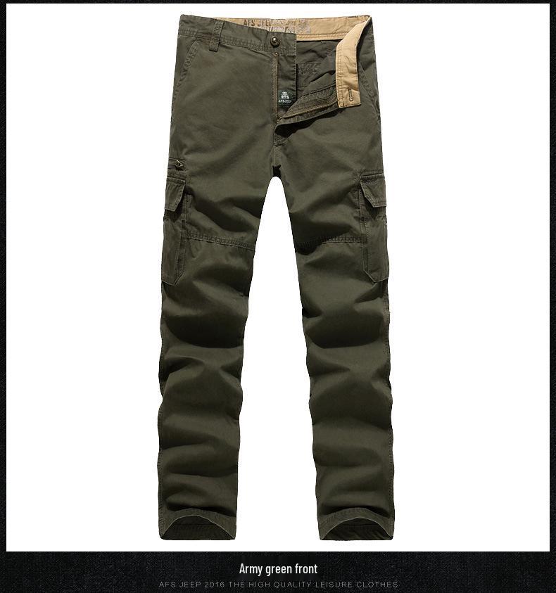 2017 Men's European & American Khaki Multi-Pocket Washed Cotton Pants - Style 9913