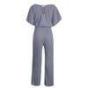 Women's Elegant Slimming Jumpsuit Solid Color Short Sleeve Batwing Lace Up Waist Commuting Pantis Fashion