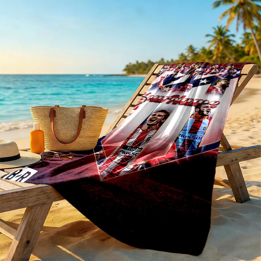 Atletico Madrid Customize Text Beach Towel High Absorbency & Quick-Dry Portable for SwimmingBeachCamping Travel Beach AccessoriesGym