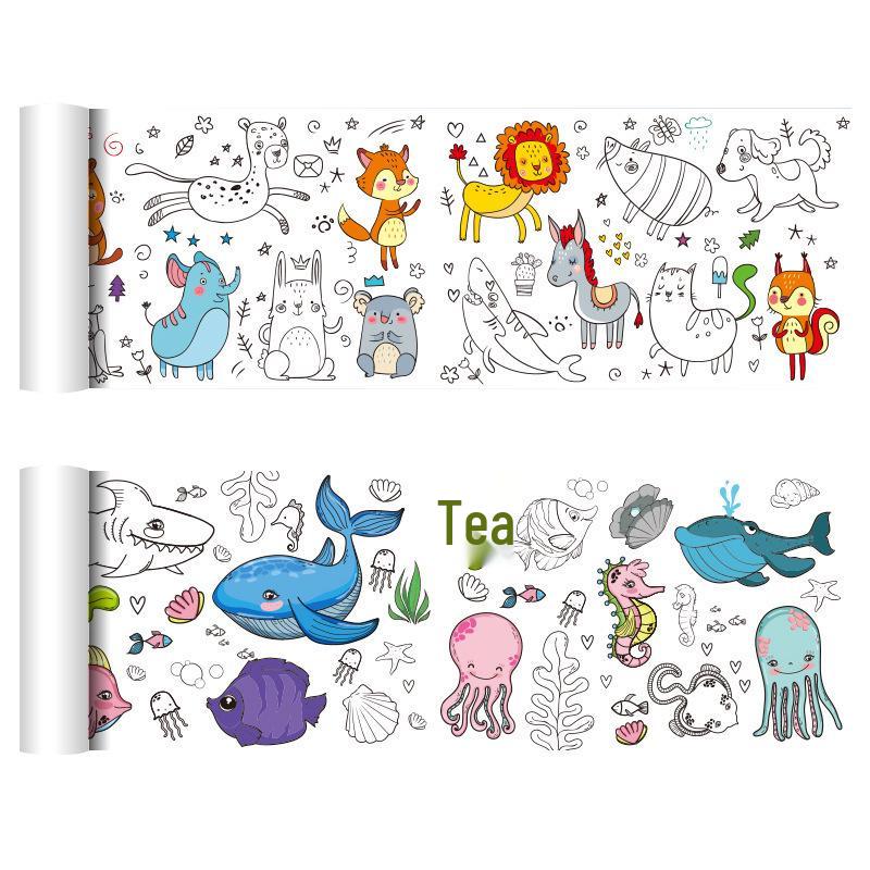 Mal- und Kritzelblock für Kinder: Großes Zeichenpapier, Kindergarten Baby Kunstbuch, Handgezeichnete Umrisse, Aquarell- & Malrolle