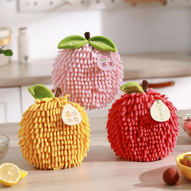 Cute Chenille Hand Towel Kitchen Bathroom Hand Ball With Hanging Loop Quick Drying Soft Absorbent Towel Home Tool