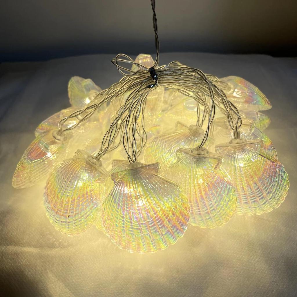 Colorful LED Seashell String Lights – Electroplated for Indoor Holiday or Dorm Decor