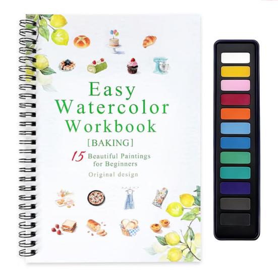 Watercolor Painting Workbook Kids Adults Beginners Watercolor Coloring Book 15 Paintings Botanical Plants Animal Painting Book