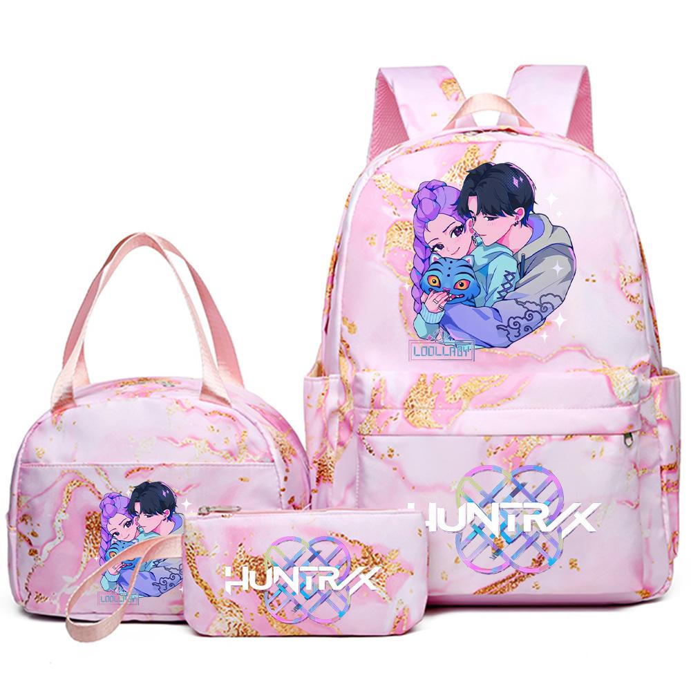 3 szt./zestaw Plecak z nadrukiem Anime Kpop z torebką i piórnikiem dla nastolatka, studenta, dziewczyny, chłopca, wodoodporna torba podróżna Mochila