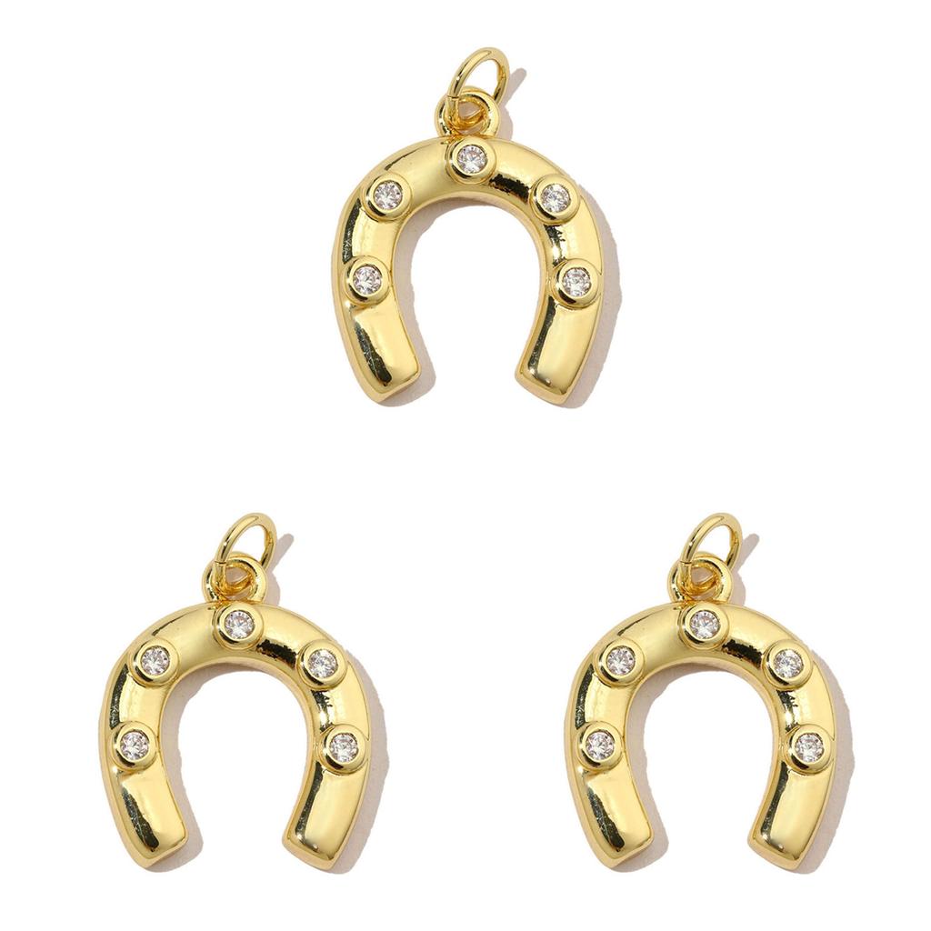 3pcs 18k Gold Plated Charm Heart/Horseshoe/Dices Poker Card Pendants with Cubic Zirconia Necklace Earrings Components