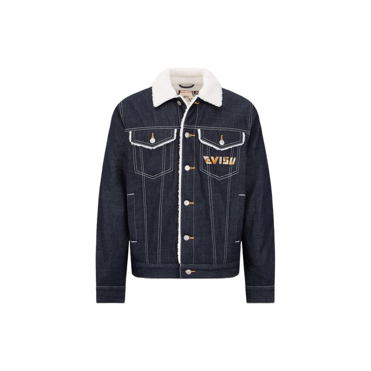 Evisu Aw23 Logo Big M Embroidered Denim Jacket Men Jacket Denim-Blue 2EAHTM3DJ1930RXCT