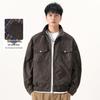 CO8000 Men's Versatile Lambswool Reversible Jacket with Patch Label, Casual Long Sleeve.