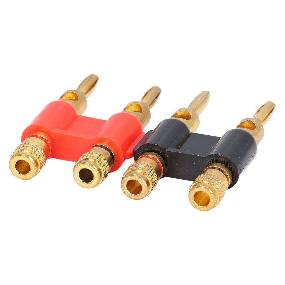 2PCS 2 Way Male Plug Banana Plug 32A 1000V Dual Connection Brass Connectors Stackable Design Dual Banana Plug Wire Termination