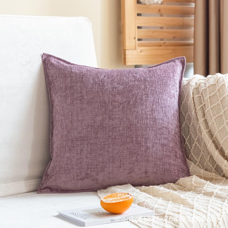 Japanese Solid Color Chenille Pillow Living Room Sofa Cushion Cover Bedside Cushion Back Bedside Large Size Pillow Quality