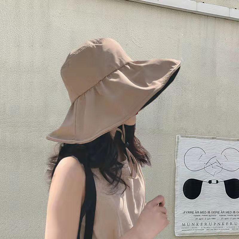 New vinyl sunscreen hat women's summer foldable large brim sunshade bucket hat UV sun hat