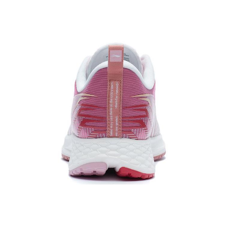 Li Ning Fabric Slip Resistant And Breathable Low Top Running Shoes Women's White Red ARMR022-7