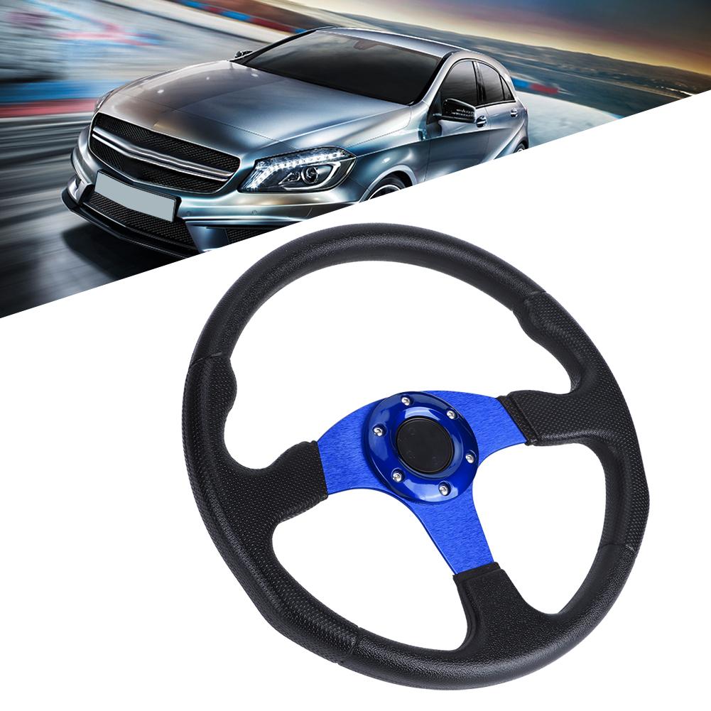 350mm14in Sportratt för racingbil Djup skål 6 bultar Universal Modifierad tillbehörBlå