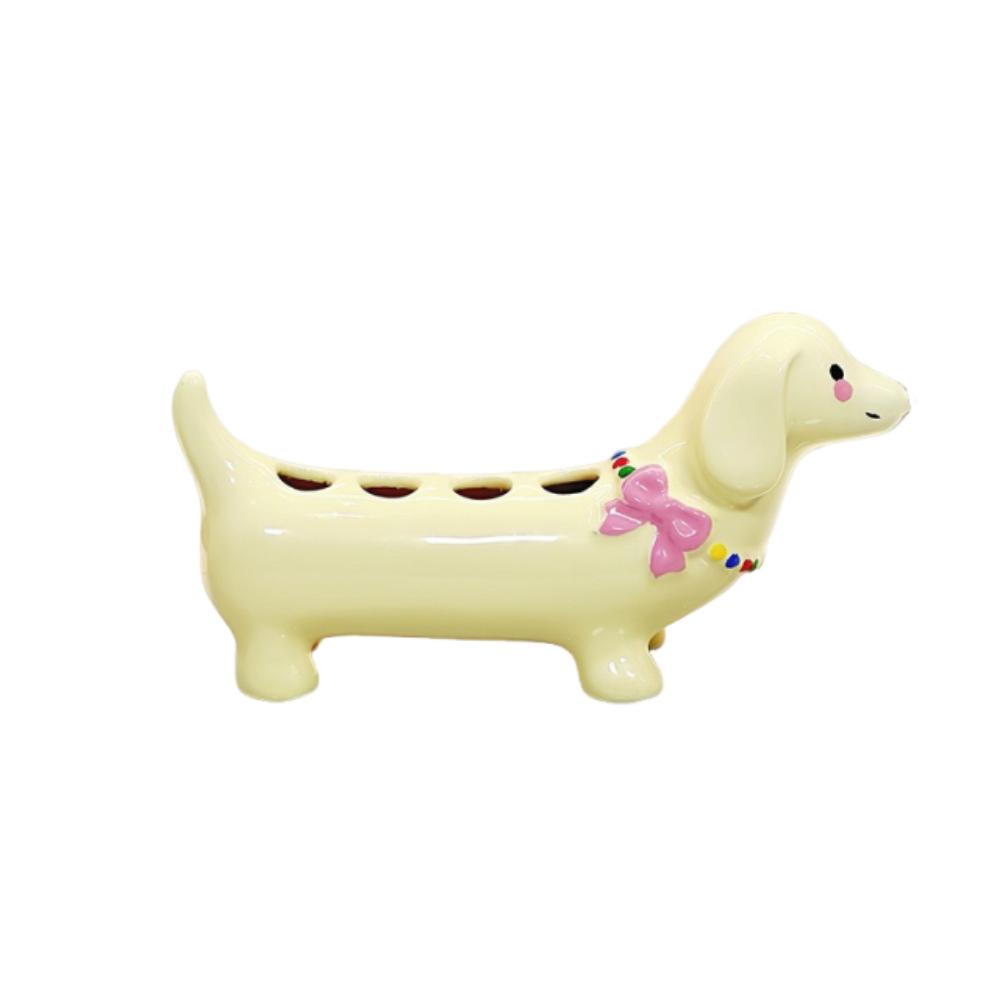 Creative Dachshund Toothbrush Holder 4 Slot Electric Toothbrush Stand Hotel Use жёлтый