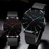 Classic Black Ultra Thin Watches Alloy Mesh Belt Quartz Watch Luxury Mens Wristwatch Leisure Time