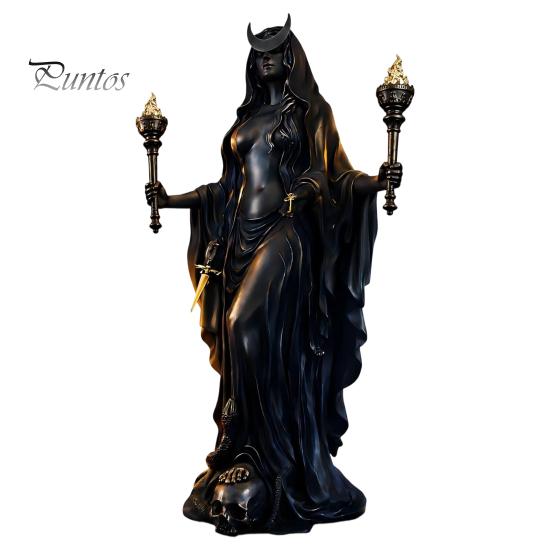 Mythologie Sammlerstücke zum Ausstellen Hekate Griechische Göttin Statue mit Magischen Hunden, Fantasy Thema Geschenk Liebhaber Harz Skulptur, Mythologisch