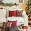 Living Room Sofa Christmas Red Plaid Polyester Cotton Pillow Cover Modern Ins Style Pillow Cushion Cover Premium