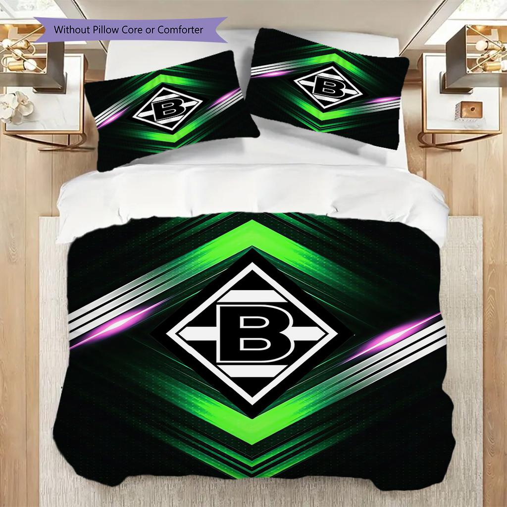 Borussia Muster Bettwäsche Steppdecke Set Bettbezug Kissenbezug Heimdekoration Geburtstagsgeschenk (1 Bettbezug + 2 Kissenbezüge, ohne Füllung)