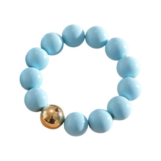 Perlenschmuck für Damen, Acryl-Kettenhalsband mit großen Perlen, Elastisches Armband mit runden Perlen, Sommerliches Retro-Accessoire