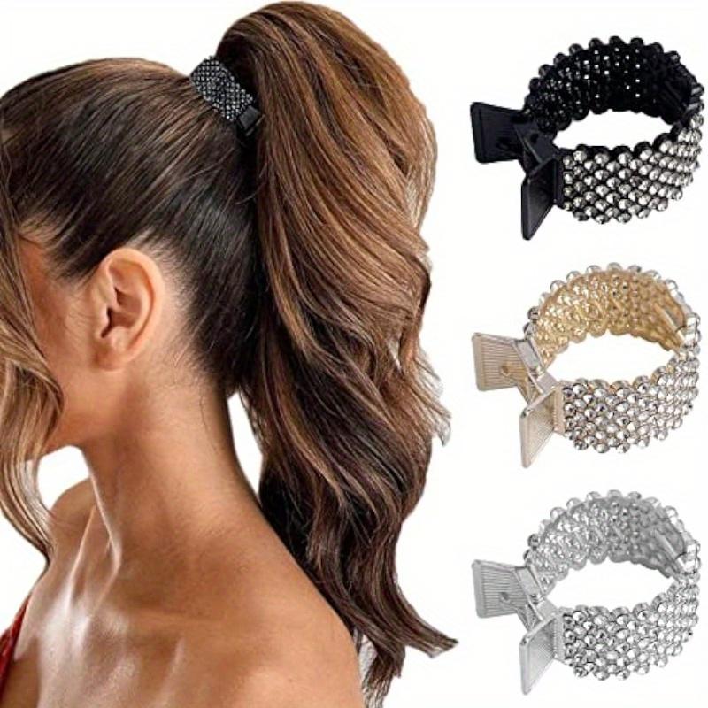 

3Pcs 1.77 Inch Rhinestone Shark Hair Clips, Mini Claw Clips for Thick Long Hair High Ponytail