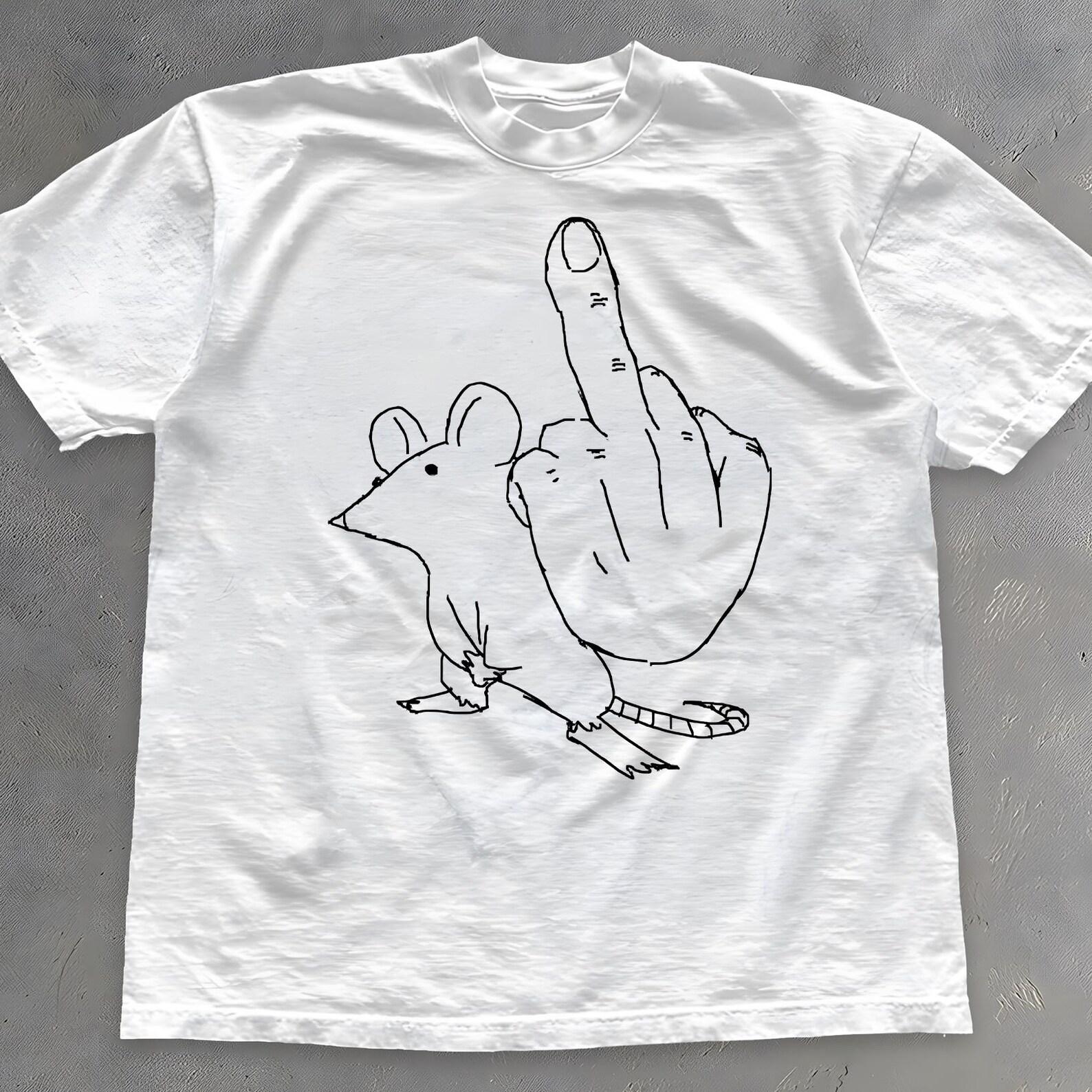 Middle Finger Mouse Shirt: Funny Rude Animal T-Shirt - Meme Tee L