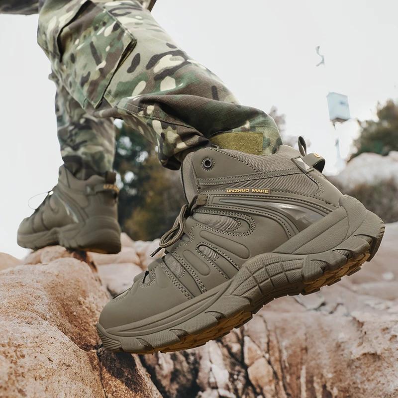 Hiking Shoes Men Pu Breathable Anti-slip Lightweight Comfortable Boots Men Wear-resistant Outdoor Sports Casual Shoes