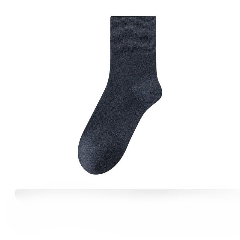 Men's Autumn and Winter Thickened Pure Cotton Loose Mid-calf Socks, Antibacterial and Deodorizing Long Calf Socks, Business Solid Color Men's Socks