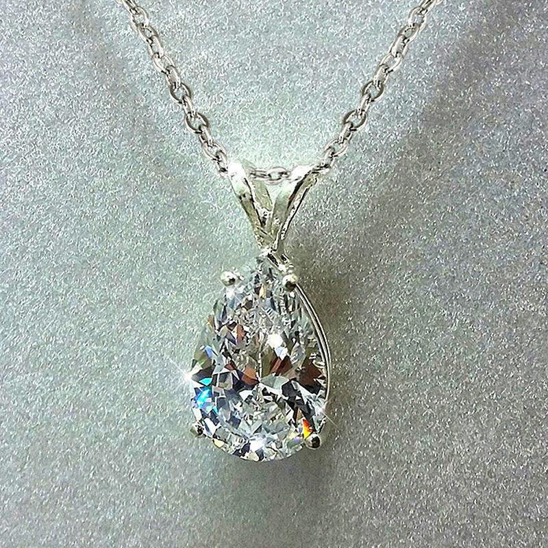 European and American Fashion Accessories Diamond-encrusted Water Drop Pear-shaped Zircon Pendant Simple Engagement Collarbone Necklace for Women 2026 45CM