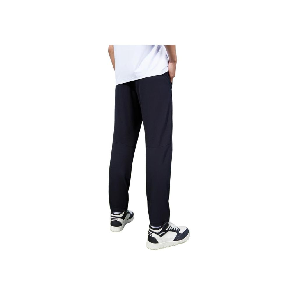 Anta Solid Color Side Letter Patch Elastic Waist Straight Leg Sweatpants Men Bottoms Black 152227312-2