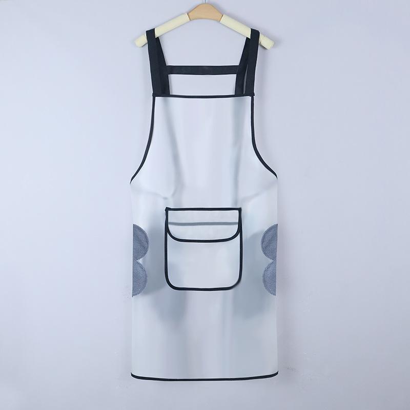 TPU Waterproof and Oil-proof Apron Hair Salon Transparent Cooking Belt Pocket Work Clothes Can Wipe Hands Fashion Apron