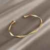 Simple Vintage Irregular Mobius Twist Open Cuff Bangle Bracelets For Women Gold Color Adjustable Zircon