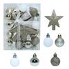 30 Pcs Mini Christmas Ball Ornaments Set 1.81 Inch Plastic Christmas Ball Hanging Ornaments with Glitter Tree Topper Star for Holiday Wedding Birthday