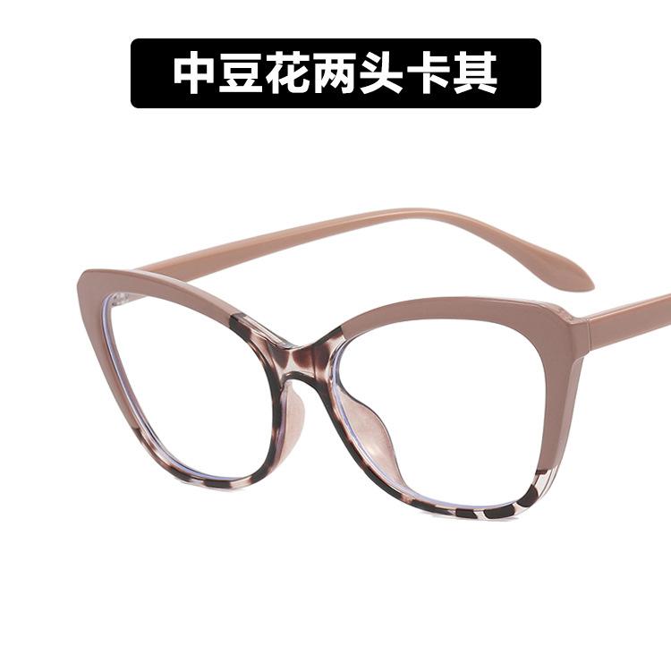 European and American color matching cat eye glasses frame new TR anti-blue flat mirror plain retro glasses frame