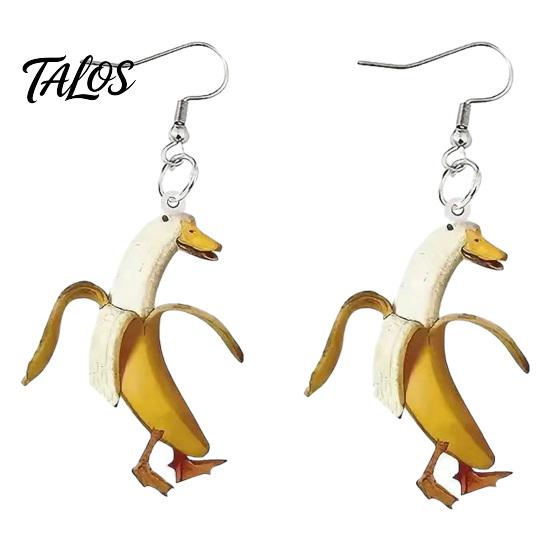 Creative Birthday Gift for Friends 1 Pair Funny Duck Earrings, Novelty Garlic/Banana Dangle Drop Earrings Fashionable Quirky Accessories Women,