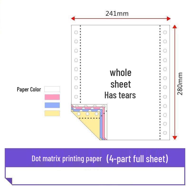 Multi-Part Dot Matrix Printer Paper: Single to Five-Part for Receipts & Delivery Notes.