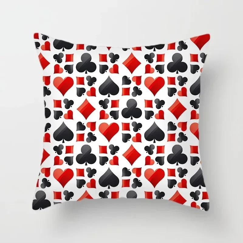 Luxury Home Decoration Pillowcase Props Hearts Square Black Heart Poker Pattern Office Sofa Car Cushion Cover