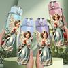1PC Vintage Angel Statue 750ml Color Plastic Sports Water Bottle Leakproof Flip Straw Lid Suitable for Sports Office Home Use