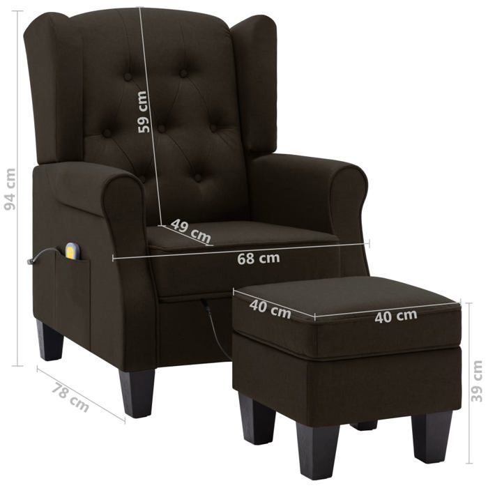 VidaXL Massage Chair with Footrest Electric Recliner Chair Living Room Home Interior Brown 320166