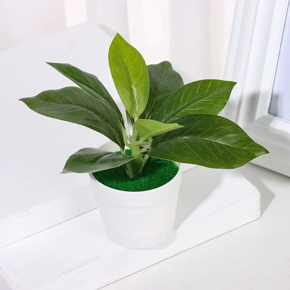 Artificial Potted Plants Small Simulated Green Plants for Home Decor, Office Desk, Indoor Landscape, Creative Fake Leaf Decor