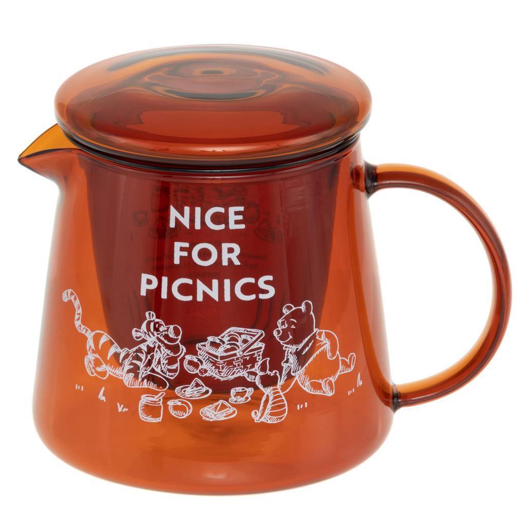 maebata Winnie the Pooh Glass Pot Heat Resistant Glass Heat Resistant Dishwasher Microwave Safe 600ml Disney 52824 D-WP33