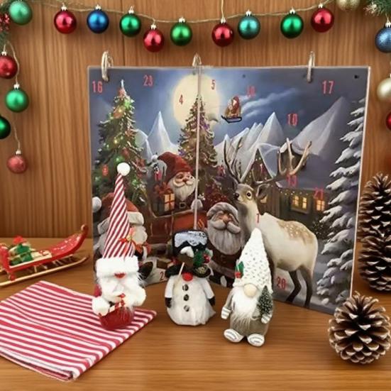Julegnom Adventskalender 2025 med 24 Luker Nedtelling til Jul Høytidsdekor for Barn Familie Festlig Papirkalender for Daglige Overraskelser