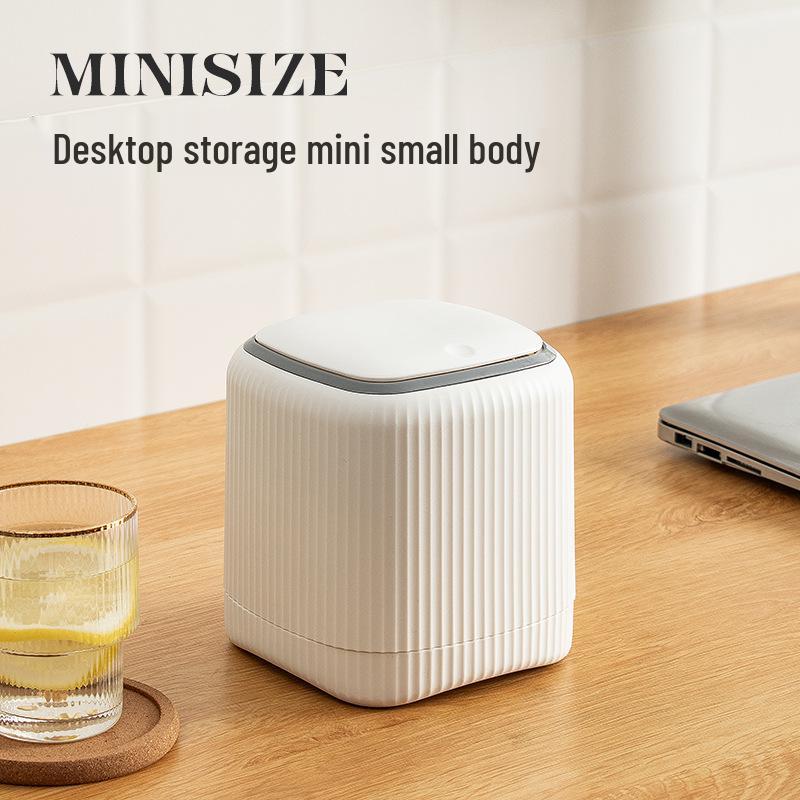 2025 Press-Type Pop-Up Lid Trash Can with Double Buckets ‒ Thickened PP Desktop Garbage Bin