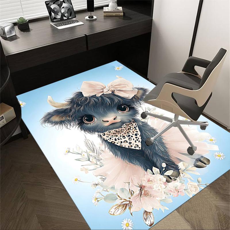 

1PC cow flower Non-Slip Floor Carpet Compatible for Office&Living Room&Dining room - Flat-Weave Machine- Soft & Pattern-E297 60cm by 90cm