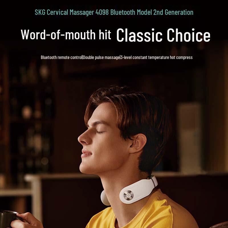 SKG Portable Pulse Neck Massager with Heat (4098 Bluetooth 2nd Gen) CN Plug (adapter Included)