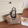 Straw Woven Tote Bag For Women Koreanstyle Large Capacity Beach Shoulder Bag With Pu Leather Trim Casual Commute Soft Handbag