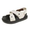 Fashion Casual white popular thick soled sandals for women 2025 new summer simple fairy style retro Roman shoes