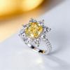 Simple and exquisite floral yellow diamond zircon ring with versatile temperament, high-end feeling, floral full diamond ring