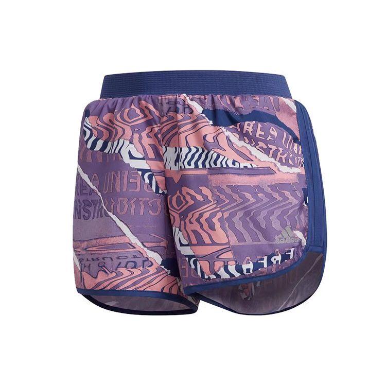 Adidas Abstract Pattern Printed Elastic Waist Running Shorts Women Shorts Purple FL7253
