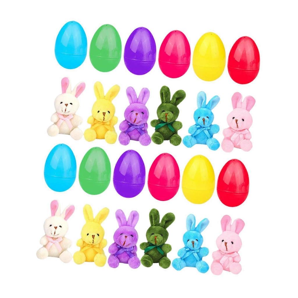 Filled Easter Eggs with Plushie Bunny Decoration DIY Bright Colors Basket Stuffers Fillers for Friends Celebration