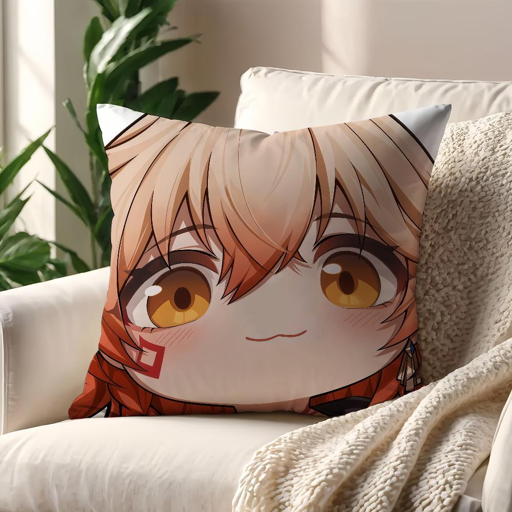 Honkai Star Rail face Cute Q-version w cushion cover Pillow Cover Decoration Room Home Sofa living Office Car Nordic Simplicity